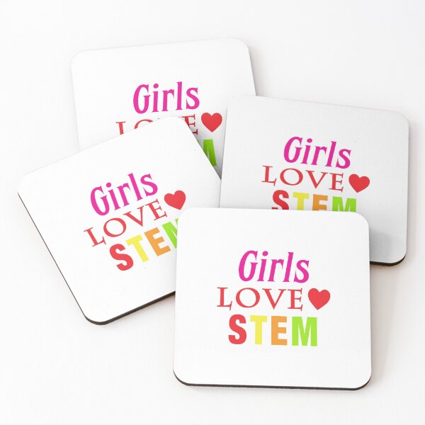 Item preview, 'Girls Love STEM' (White) designed and sold by The Button Gal.