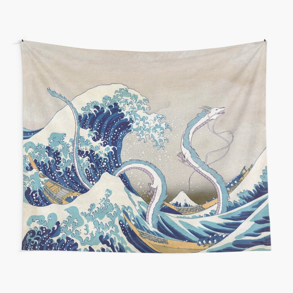 high quality canvas print spirited away no face and haku japanese old painting mashup studio ghibli and hokusai trueyogaevergreen com