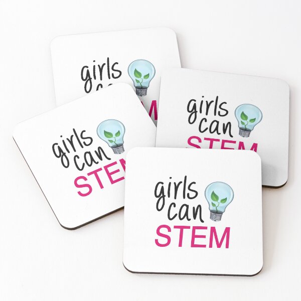 Item preview, 'Girls Can STEM' (White) designed and sold by The Button Gal.