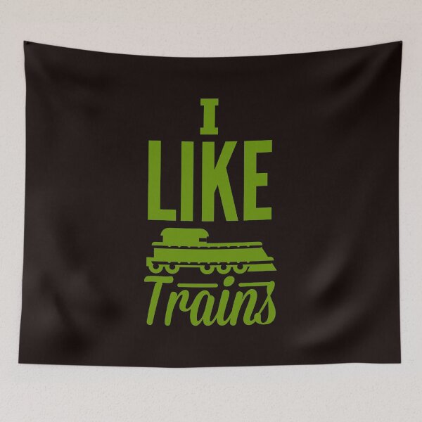 Item preview, I Like Trains Choo Choo fan madness Moss Green designed and sold by aventi24.
