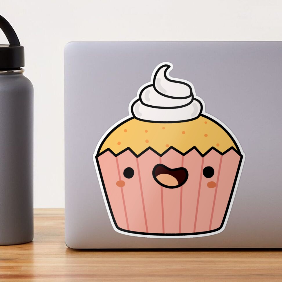 Free: Super Kawaii Lemon Nom Nom Cupcake Stickers - Cute Sticker 