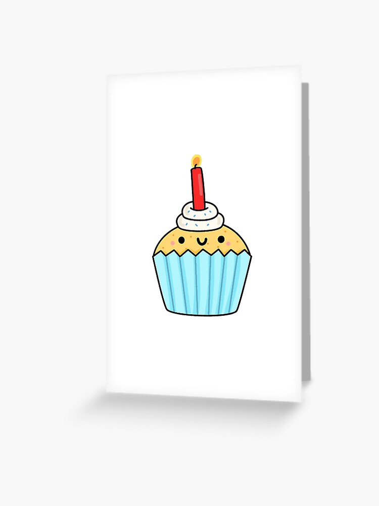 Carte De Vœux Petit Gateau D Anniversaire Kawaii Par Kawaiilife Redbubble