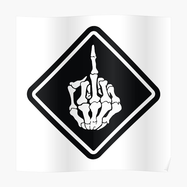 FUNNY SKULL middle finger Poster