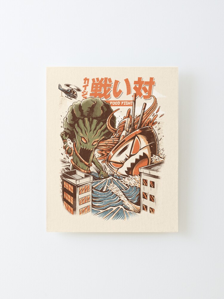Alternate view of Brocco vs Ramen Kaijus Mounted Print
