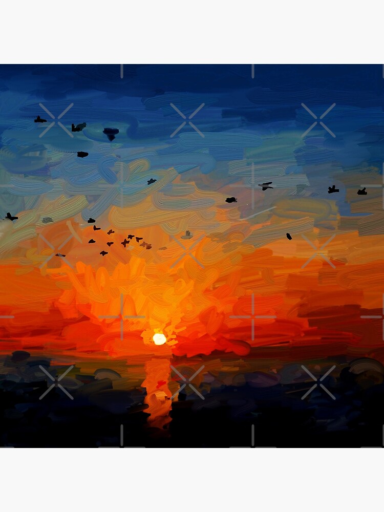 Carte de vœux for Sale avec l'œuvre « coucher de soleil peinture