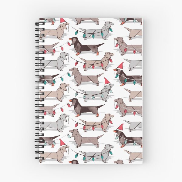 Item preview, Origami Christmas Dachshunds sausage dogs // white background designed and sold by SelmaCardoso.