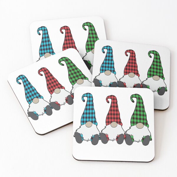 Item preview, 3 Nordic Gnomes Winter Christmas Swedish Tomte Cute Elves plaid designed and sold by funnytshirtemp.