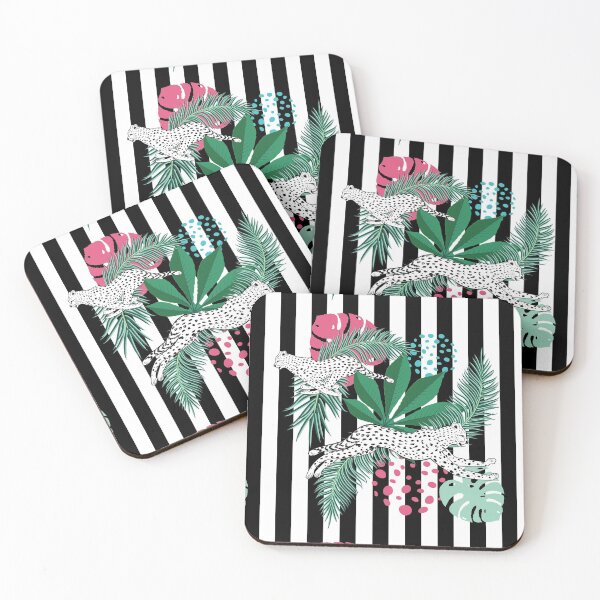 Item preview, Cheetah with tropical leaves retro inspired pattern designed and sold by AnnArtshock.