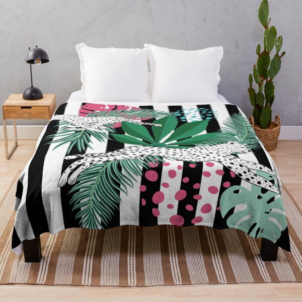 Item preview, Cheetah with tropical leaves retro inspired pattern designed and sold by AnnArtshock.
