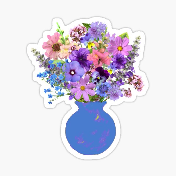 Blue vase lavender bouquet Sticker