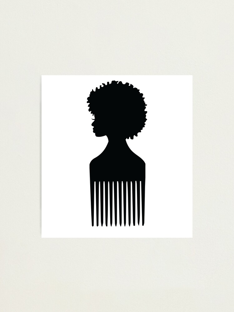 Afro Pick Silhouette Photographic Print By Blackartmatters Redbubble