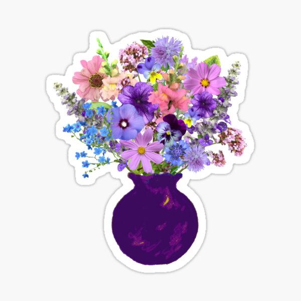 Purple vase lavender bouquet by Tea with Xanthe Sticker
