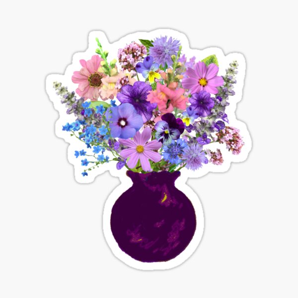 Mauve vase lavender bouquet Sticker