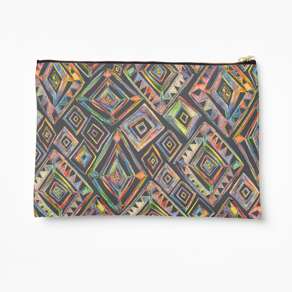 Rainbow Prism Colorful Diamond Pattern Zipper Pouch