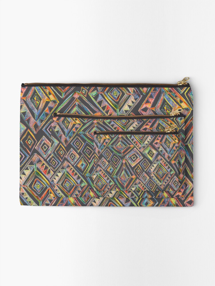 Alternate view of Rainbow Prism Colorful Diamond Pattern Zipper Pouch