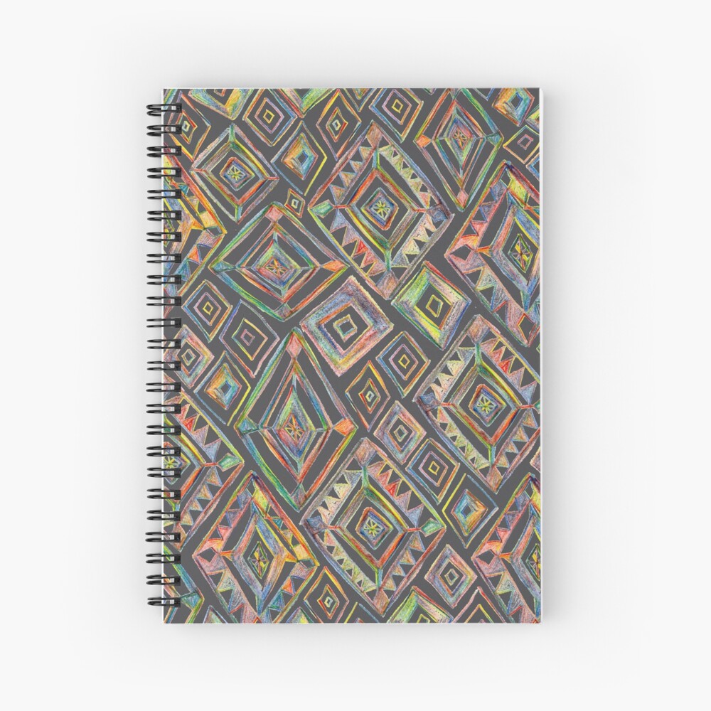 Rainbow Prism Colorful Diamond Pattern Spiral Notebook