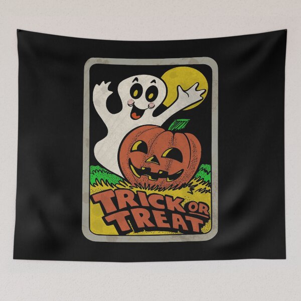 Item preview, Vintage Halloween Trick or Treat Ghost with Pumpkin designed and sold by moon brain.
