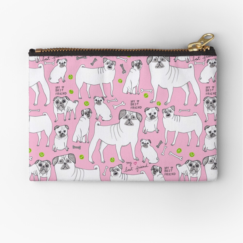 Funny Pugs - My Best Friend - Pink Zipper Pouch