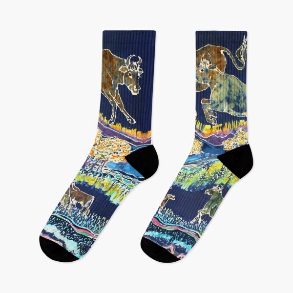 Item preview, Cows Jumping Over The Moon designed and sold by AmityFarmBatik.