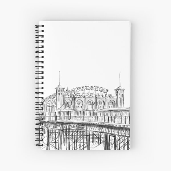 Brighton Pier illustration - Brighton Palace Pier Spiral Notebook