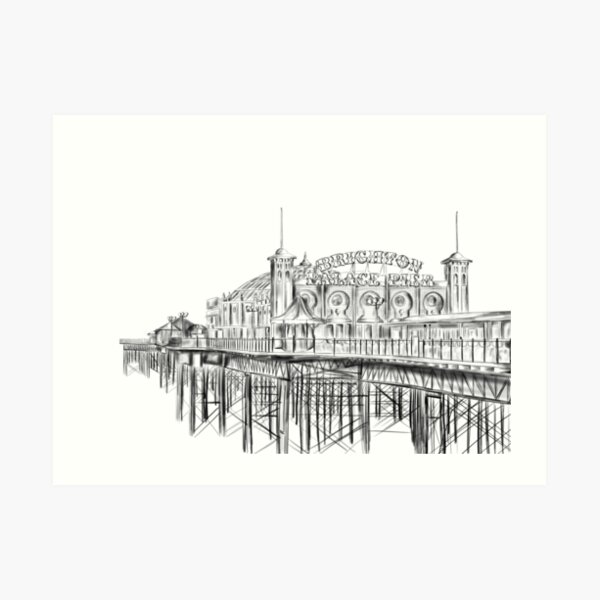 Brighton Pier illustration - Brighton Palace Pier Art Print