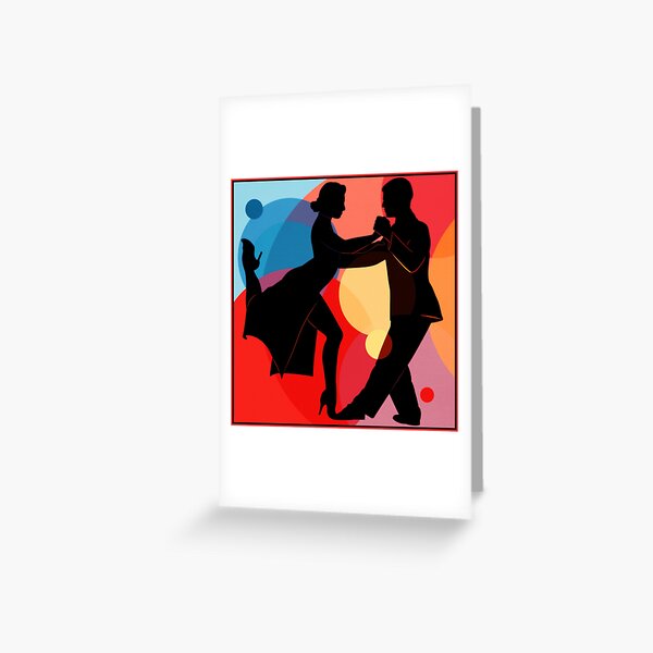 Argentine Tango Dance Couple Silhouette doing a Boleo Greeting Card