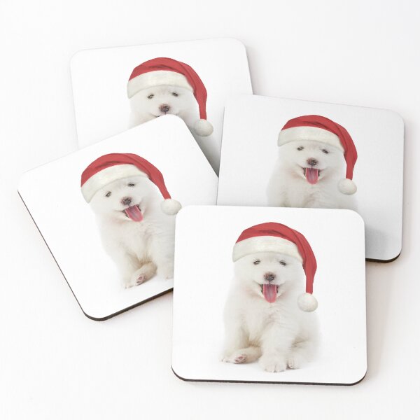 Item preview, Cute Samoyed puppy wearing a Christmas hat designed and sold by ArdeaOnline.