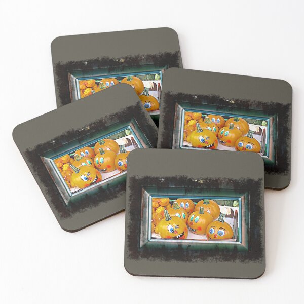 Item preview, A framed pile of pumpkins grinnng designed and sold by DAscroft.