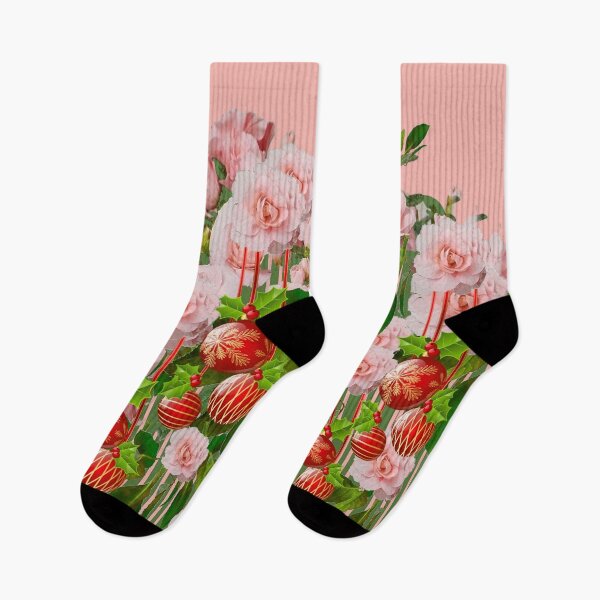 Item preview, CORAL PINK CHRISTMAS ROSES RED HOLIDAY ART designed and sold by sharlesart.