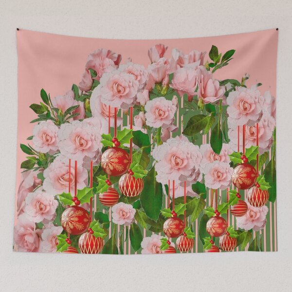Item preview, CORAL PINK CHRISTMAS ROSES RED HOLIDAY ART designed and sold by sharlesart.