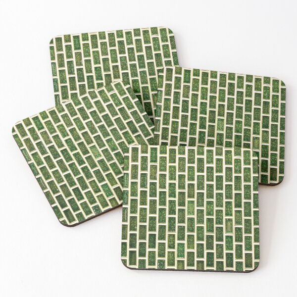 Item preview, Green 70s Glass Tile White Grout Natural Surface Texture designed and sold by AWYEZZA.
