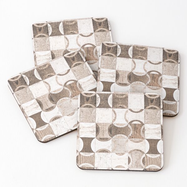 Item preview, Retro Wood Block Desaturated Grain Detail Circle and Square Pattern designed and sold by AWYEZZA.
