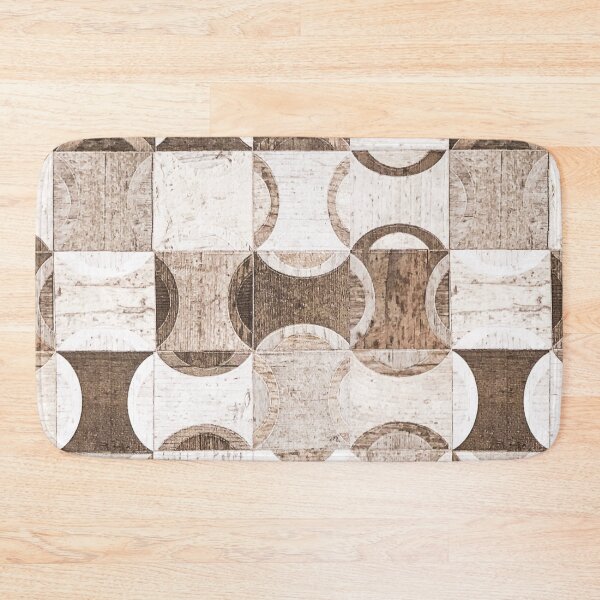 Item preview, Retro Wood Block Desaturated Grain Detail Circle and Square Pattern designed and sold by AWYEZZA.