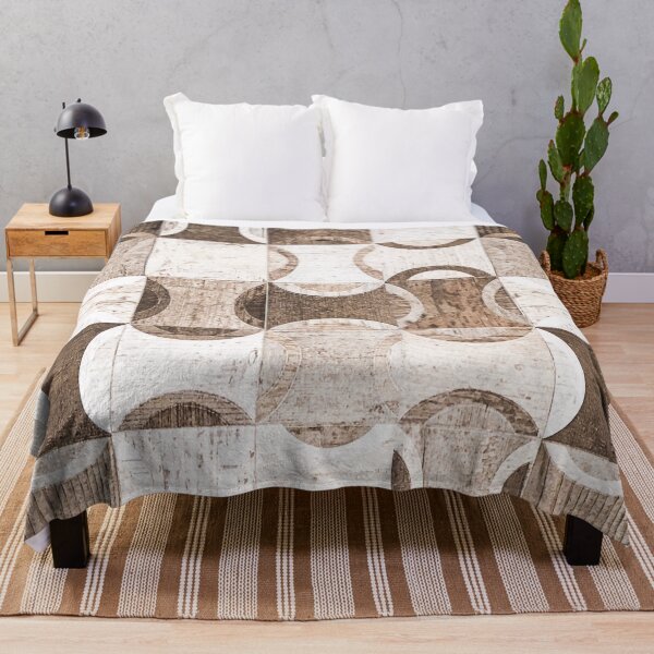 Item preview, Retro Wood Block Desaturated Grain Detail Circle and Square Pattern designed and sold by AWYEZZA.