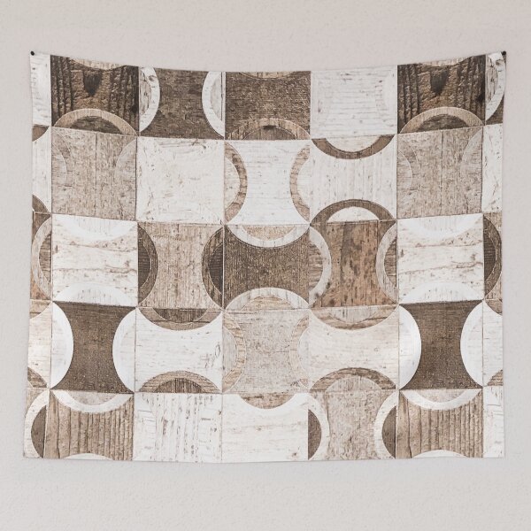 Item preview, Retro Wood Block Desaturated Grain Detail Circle and Square Pattern designed and sold by AWYEZZA.