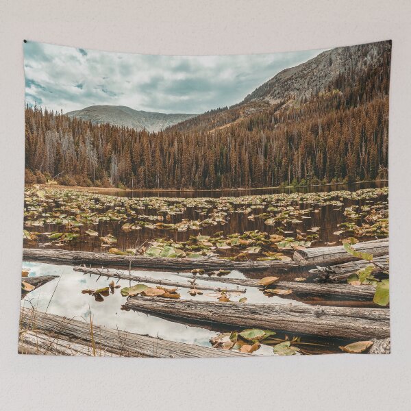 Item preview, Rustic Lake // Autumn Filter Lilly Pond Green Leaves Logs and Natural Mountain Woodland Beauty designed and sold by catbyrdcolorado.