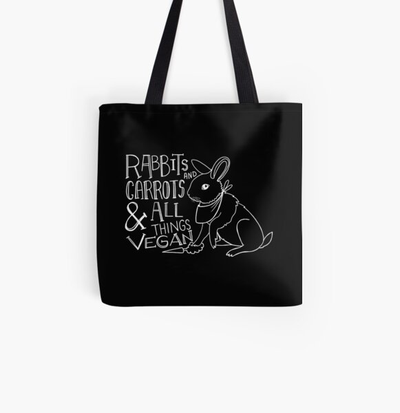 Rabbits and carrots and all things VEGAN All Over Print Tote Bag