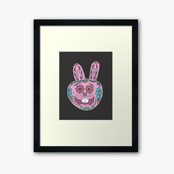 Caprice the Crudely Drawn Bunny - Sugar Skull Framed Art Print
