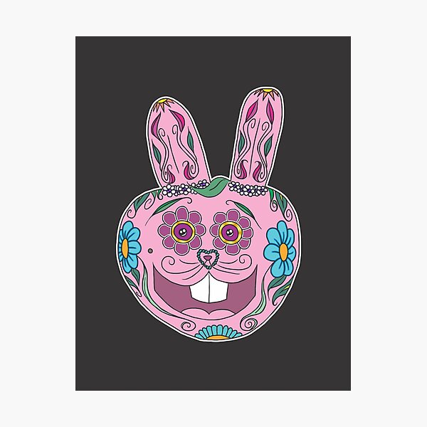 Caprice the Crudely Drawn Bunny - Sugar Skull Photographic Print