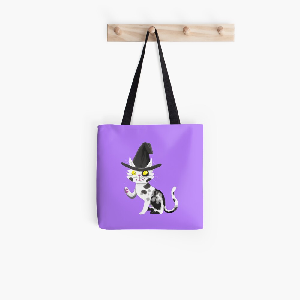 Black and white witches cat Tote Bag