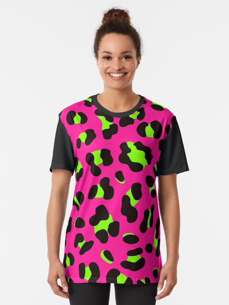 80s Neon Pink and Lime Green Leopard Print