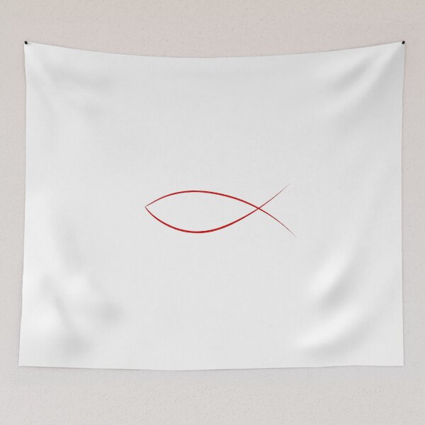 Artikelvorschau, Christliches Fischsymbol (rot) entworfen und verkauft von pureheartvision.