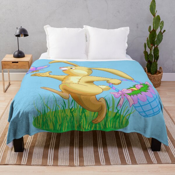 Item preview, EASTER BUNNY CHASING BUTTERFLY ON BABY BLUE designed and sold by PetsandBeyond.
