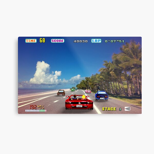 Outrun retro - Pixel art Metal Print
