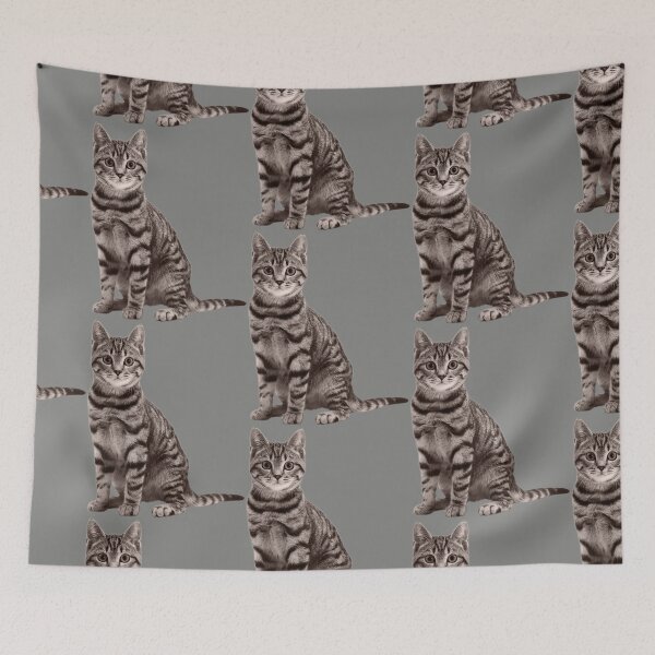 Item preview, GREY TABBY ON BATTLESHIP GREY designed and sold by PetsandBeyond.