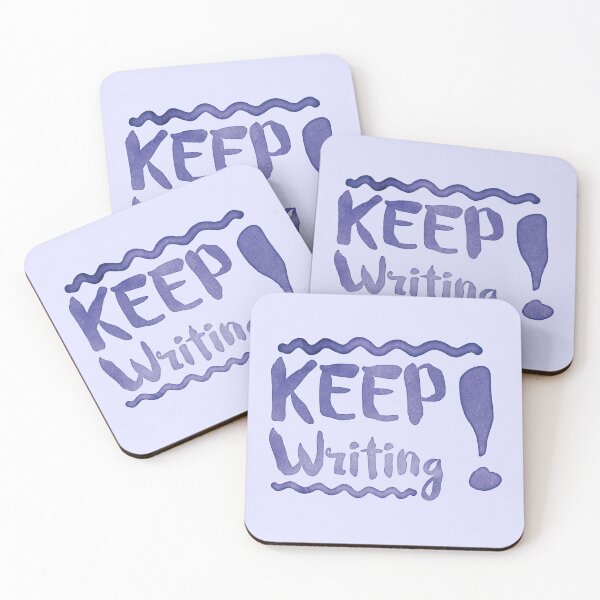 Item preview, KEEP WRITING! in blue watercolor motivation designed and sold by jazzydevil.
