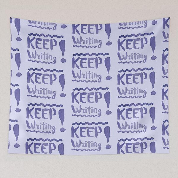 Item preview, KEEP WRITING! in blue watercolor motivation designed and sold by jazzydevil.