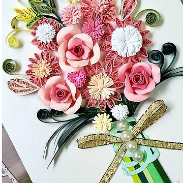 Printed Paper quilling Art. Paper quilling flower bouquet. Handmade   Greeting Card for Sale by Sweetpaperdesignsol Hyunah Yi