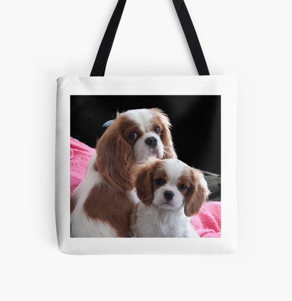 Cavalier Mum and Baby All Over Print Tote Bag