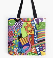 COLORS AND CHAPES WITH BIRDS - BRUSH AND GOUACHE Tote Bag